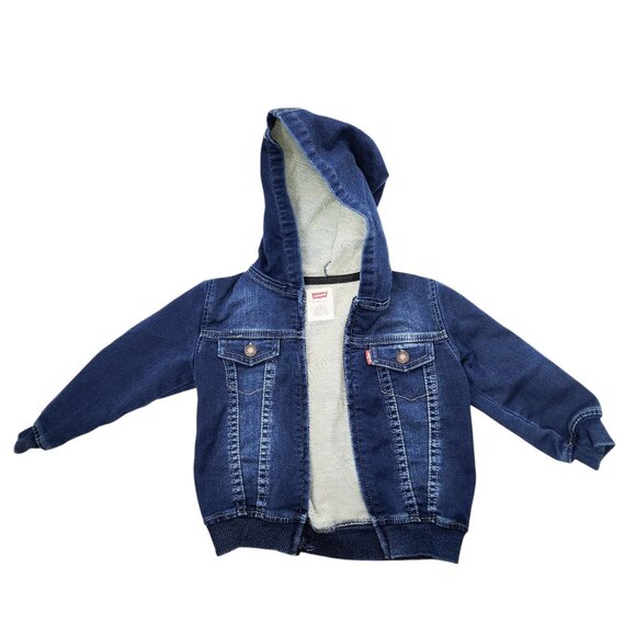 Levis Baby Boys Denim Hooded Jacket 18M Blue Faux Pockets & Zipper Closure‎ - Picture 6 of 6